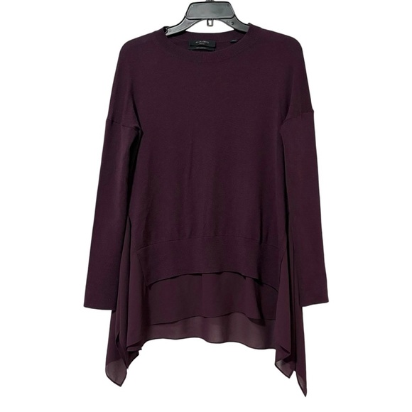 Allsaints Libby Crew Neck Purple Merino Wool Sweater Size Small Classic Fall - Picture 2 of 7